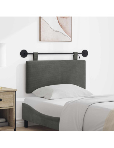 Testiera sospesa Con luce LED Grigio Scuro Tessuto in Cords