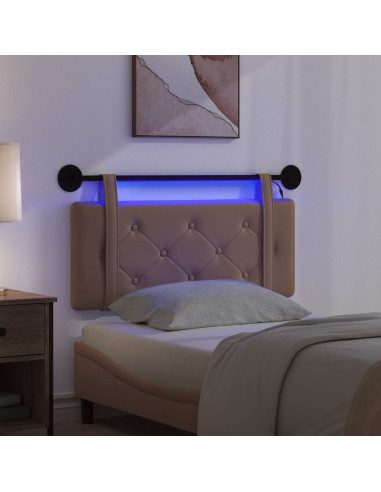 Testiera sospesa Con luce LED Cappuccino Similpelle