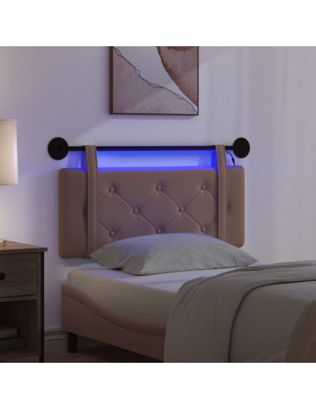 Testiera sospesa Con luce LED Cappuccino Similpelle
