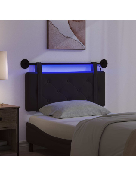 Testiera sospesa Con luce LED Nero Similpelle