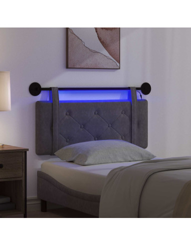 Testiera sospesa Con luce LED Nero PU Antico