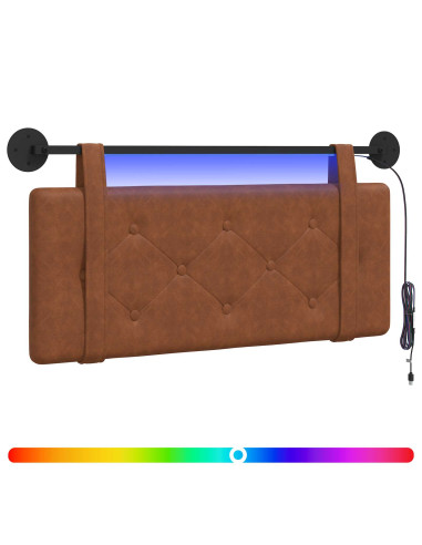 Testiera sospesa Con luce LED Marrone PU Antico