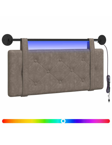 Testiera sospesa Con luce LED Grigio PU Antico