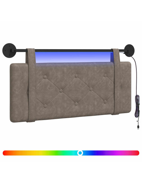 Testiera sospesa Con luce LED Grigio PU Antico