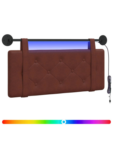 Testiera sospesa Con luce LED Marrone Lucido PU Antico