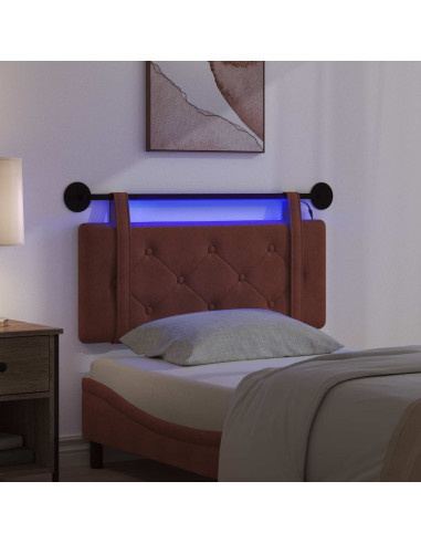 Testiera sospesa Con luce LED Marrone Lucido PU Antico