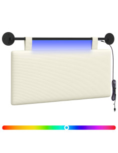 Testiera sospesa Con luce LED Crema Tessuto in Cords 2