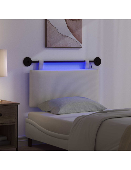 Testiera sospesa Con luce LED Crema Tessuto in Cords