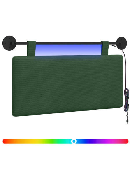 Testiera sospesa Con luce LED Verde Giungla Tessuto in Cords