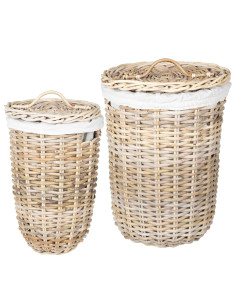 Cesto per la biancheria con coperchio 2 pcs Grigio Kubu 2