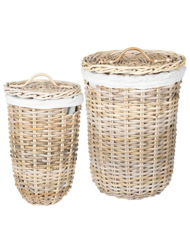 Cesto per la biancheria con coperchio 2 pcs Grigio Kubu