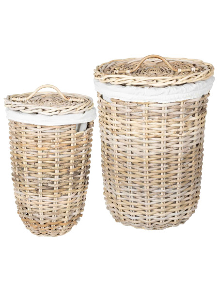 Cesto per la biancheria con coperchio 2 pcs Grigio Kubu