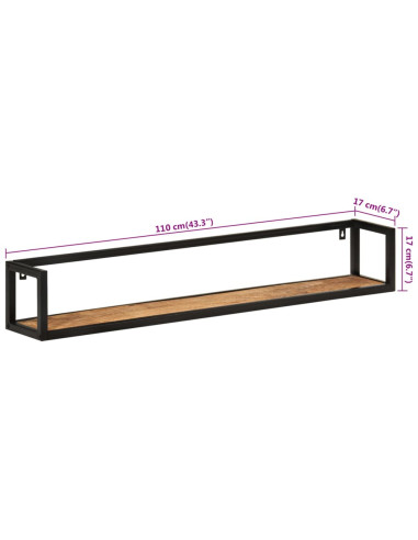 Mensole da Parete 2 pz 110x17x17cm Legno Massello Mango e Ferro