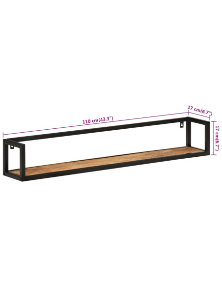Mensole da Parete 2 pz 110x17x17cm Legno Massello Mango e Ferro