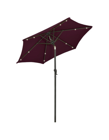 Ombrellone con LED Rosso Bordò 200x211 cm in Alluminio