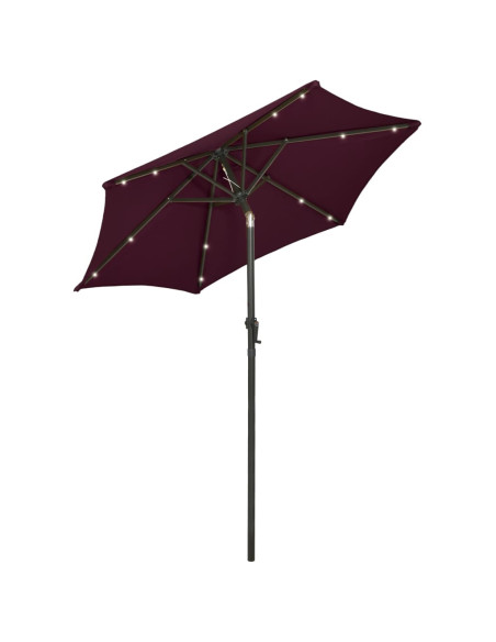 Ombrellone con LED Rosso Bordò 200x211 cm in Alluminio