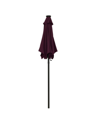 Ombrellone con LED Rosso Bordò 200x211 cm in Alluminio