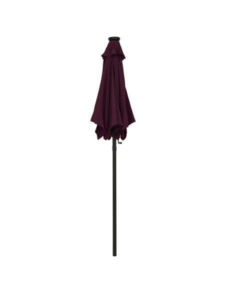 Ombrellone con LED Rosso Bordò 200x211 cm in Alluminio