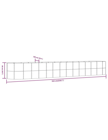 Letto Giardino Acciaio Verniciato Polvere 554x100x68cm Grigio
