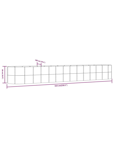 Letto Giardino Acciaio Verniciato Polvere 554x100x68cm Grigio