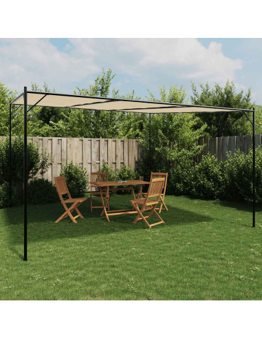 Gazebo Beige 4x4 m 180 g/m² Tessuto e Acciaio