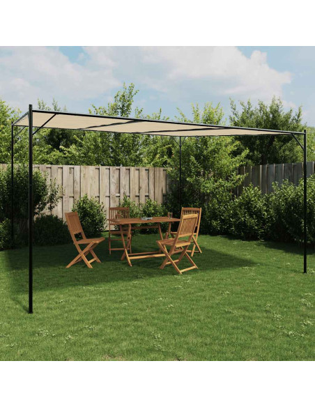 Gazebo Beige 4x4 m 180 g/m² Tessuto e Acciaio
