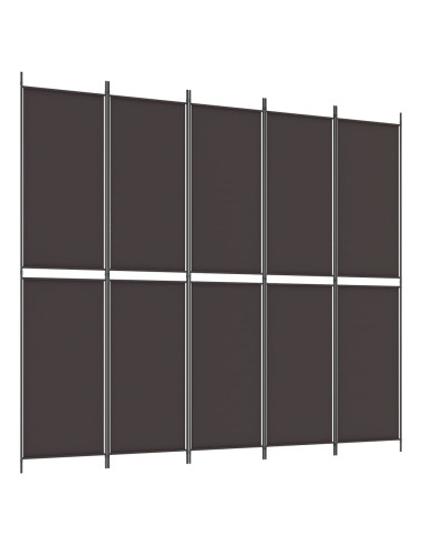 Divisorio a 5 Pannelli Marrone 250x220 cm in Tessuto