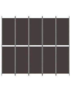 Divisorio a 5 Pannelli Marrone 250x220 cm in Tessuto 2