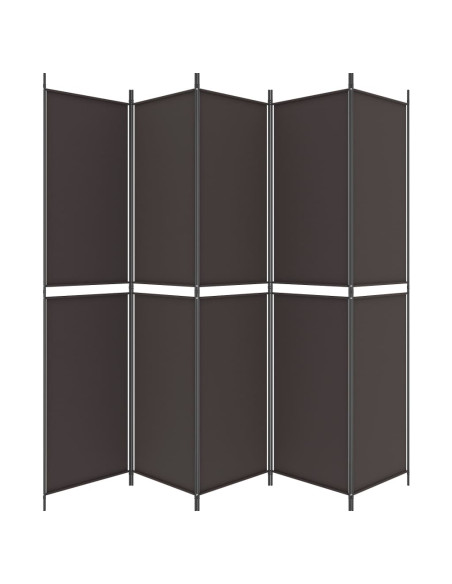 Divisorio a 5 Pannelli Marrone 250x220 cm in Tessuto