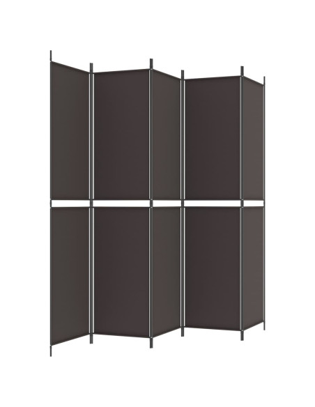 Divisorio a 5 Pannelli Marrone 250x220 cm in Tessuto