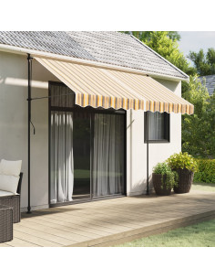 Tessuto Ricambio per Mantovana Tenda Righe Giallo e Grigio 3 m