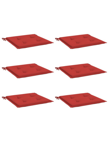 Cuscini per Sedia 6 pz Rossi 50x50x3 cm in Tessuto Oxford
