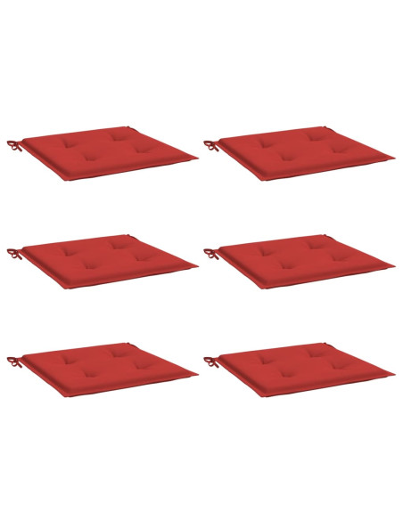 Cuscini per Sedia 6 pz Rossi 50x50x3 cm in Tessuto Oxford