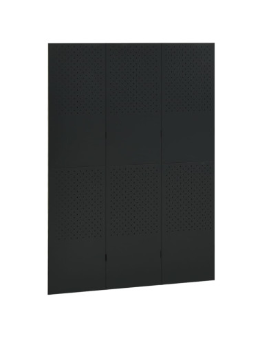 Paravento a 3 Pannelli Nero 120x180 cm in Acciaio