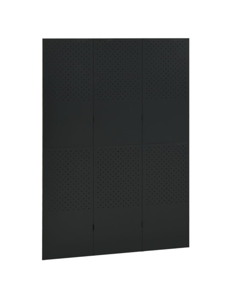 Paravento a 3 Pannelli Nero 120x180 cm in Acciaio