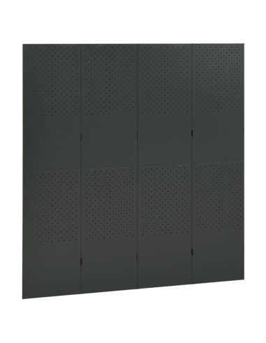 Paravento a 4 Pannelli Antracite 160x180 cm in Acciaio