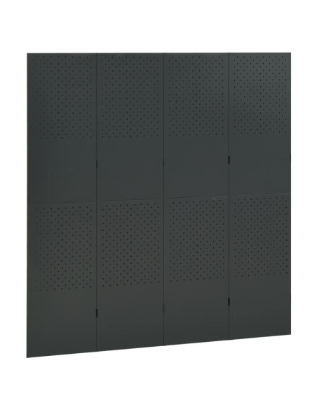 Paravento a 4 Pannelli Antracite 160x180 cm in Acciaio