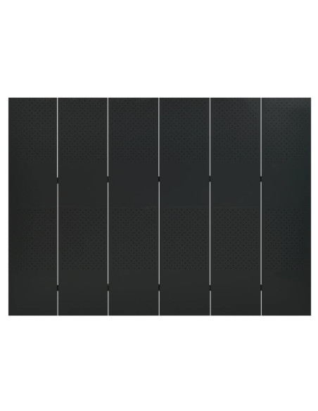 Paravento a 6 Pannelli Nero 240x180 cm in Acciaio