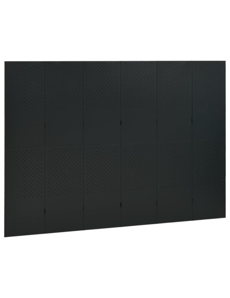 Paravento a 6 Pannelli Nero 240x180 cm in Acciaio