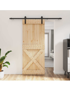 Porta scorrevole Naturale e Nero 85 x 210 cm