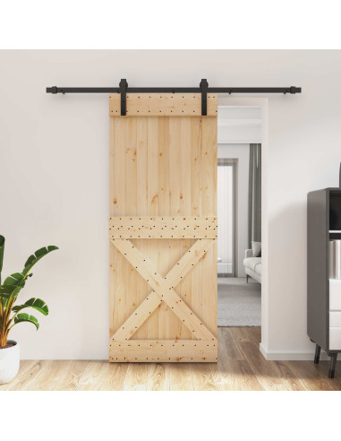 Porta scorrevole Naturale e Nero 85 x 210 cm