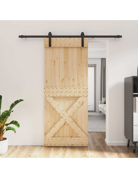 Porta scorrevole Naturale e Nero 85 x 210 cm