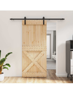 Porta scorrevole Naturale e Nero 90 x 210 cm