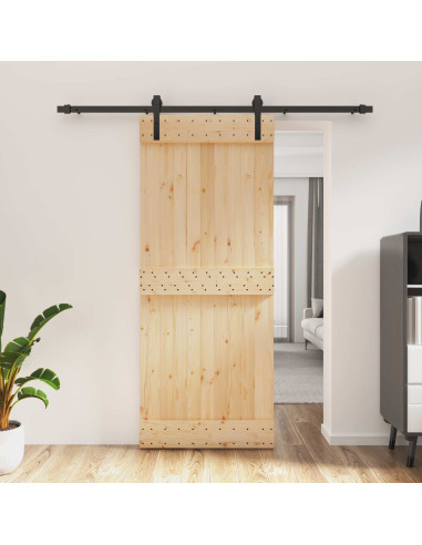 Porta scorrevole Naturale e Nero 85 x 210 cm