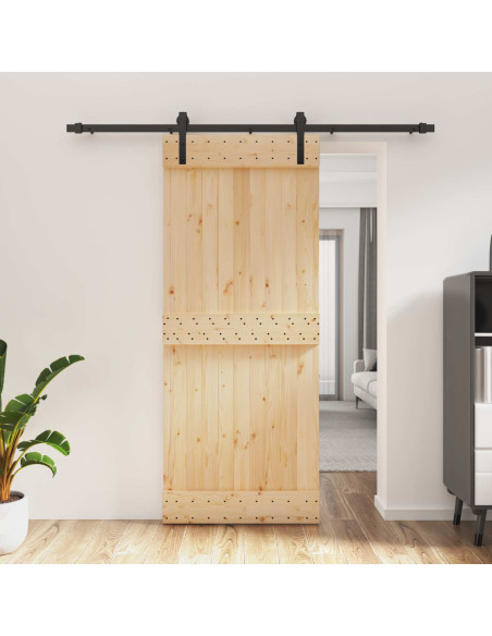 Porta scorrevole Naturale e Nero 85 x 210 cm
