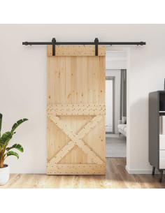 Porta scorrevole Naturale e Nero 95 x 210 cm