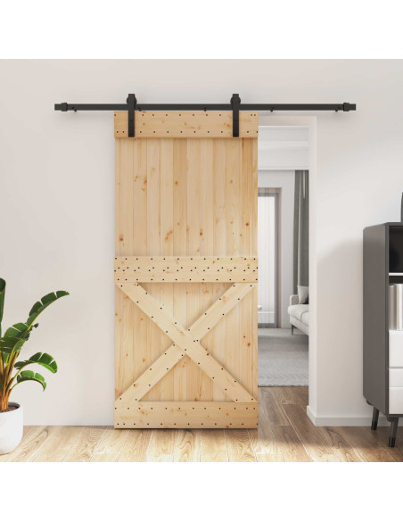Porta scorrevole Naturale e Nero 95 x 210 cm