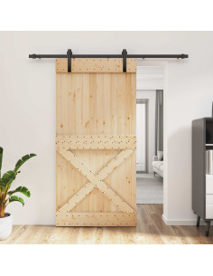 Porta scorrevole Naturale e Nero 100 x 210 cm