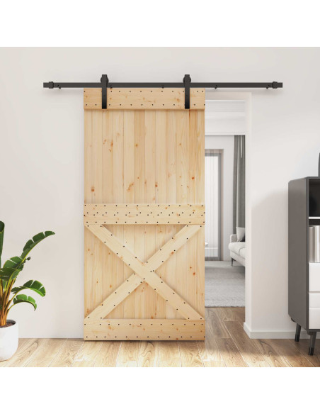 Porta scorrevole Naturale e Nero 100 x 210 cm