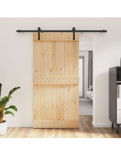 Porta scorrevole Naturale e Nero 100 x 210 cm
